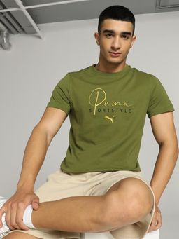 Puma - Classics Embroidered Men's Green T-Shirt