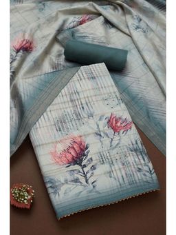 Soch - Green Silk Blend Floral Unstitched Kurta, Unstitched Pant & Dupatta With Sequins (Set of 3)