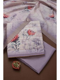 Soch - Purple Silk Blend Floral Unstitched Kurta, Unstitched Pant & Dupatta With Sequins (Set of 3)