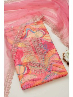 Soch - Multi Color Abstract Unstitched Kurta, Unstitched Pant & Dupatta With Sequins (Set of 3)