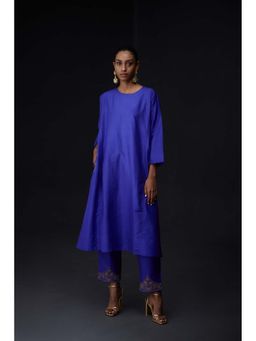 BRIH - Persian Blue Embroidered Kurta with Pant (Set of 2)