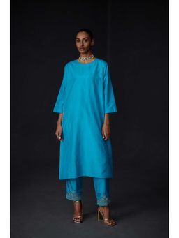 BRIH - Turquoise Embroidered Kurta with Pant (Set of 2)