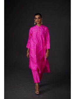 BRIH - Hot Pink Embroidered Kurta with Pant (Set of 2)