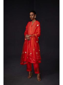 BRIH - Scarlet Red Embroidered Dupatta