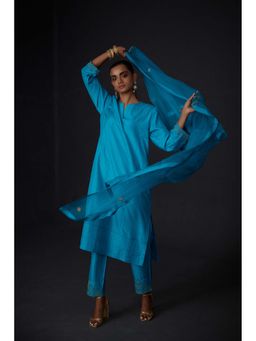 BRIH - Turquoise Embroidered Dupatta