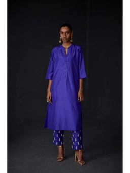 BRIH - Persian Blue Embroidered Kurta with Pant (Set of 2)