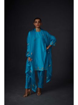 BRIH - Turquoise Embroidered Dupatta