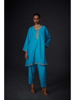 BRIH - Turquoise Embroidered Kurta with Pant (Set of 2)