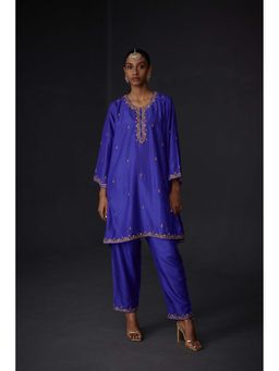 BRIH - Persian Blue Embroidered Kurta with Pant (Set of 2)