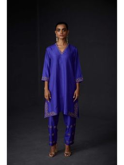 BRIH - Persian Blue Embroidered Kurta with Pant (Set of 2)
