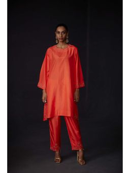 BRIH - Scarlet Red Embroidered Kurta with Pant (Set of 2)