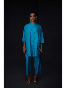 BRIH - Turquoise Embroidered Tunic with Pant (Set of 2)
