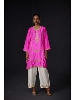 BRIH - Hot Pink Embroidered Kurta with Pant (Set of 2)