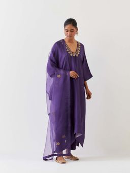 BRIH - Purple Grape Embroidered Dupatta