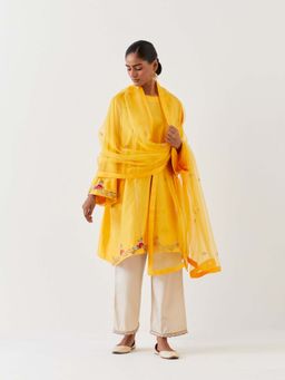 BRIH - Mango Yellow Embroidered Dupatta