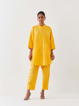 BRIH - Mango Yellow Embroidered Kurta with Pant (Set of 2)