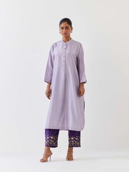 BRIH - Purple Embroidered Kurta with Pant (Set of 2)