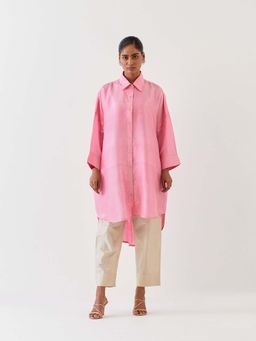 BRIH - Pink Embroidered Kurta with Pant (Set of 2)