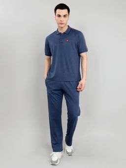Monte Carlo - Men Blue Cotton Blend Solid T-Shirt with Trackpant