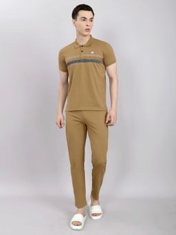 Monte Carlo - Brown Cotton Blend Printed T-Shirt with Trackpant