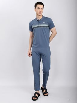 Monte Carlo - Grey Cotton Blend Printed T-Shirt with Trackpant