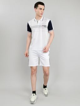 Monte Carlo - Men Multi-Color Cotton Blend Stripes T-Shirt with Trackpant and Shorts