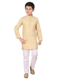 Pro Ethic Style Developer - Gold Boy's Cotton Self Design Kurta Pyjama Set
