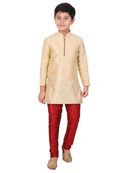 Pro Ethic Style Developer - Gold Boy's Cotton Self Design Kurta Pyjama Set