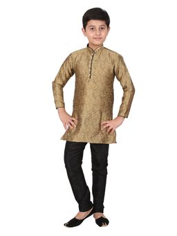 Pro Ethic Style Developer - Beige Boy's Cotton Self Design Kurta Pyjama Set