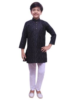 Pro Ethic Style Developer - Black Cotton Printed Kurta Pyjama Set