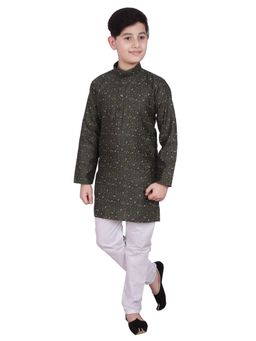 Pro Ethic Style Developer - Green Cotton Printed Kurta Pyjama Set