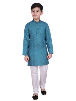 Pro Ethic Style Developer - Blue Cotton Printed Kurta Pyjama Set