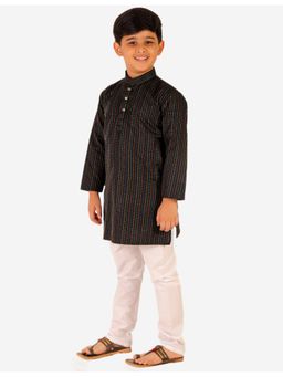 Pro Ethic Style Developer - Black Cotton Kurta Pyjama Set for Boys