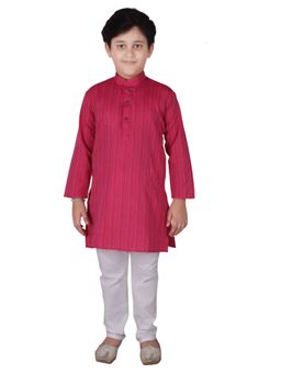 Pro Ethic Style Developer - Pink Cotton Kurta Pyjama Set for Boys