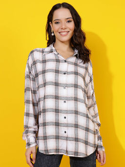 KOTTY - Spread Collar Relaxed Oversized Casual Shirt Off White