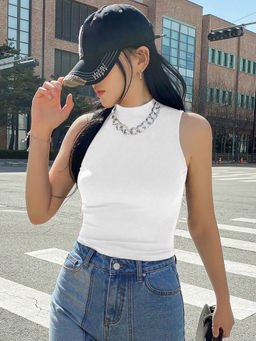 KOTTY - Slim Fit Sleeveless Ribbed T-Shirt White