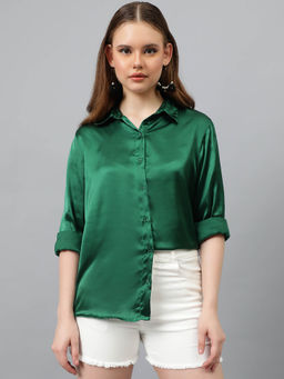 KOTTY - Relaxed Fit Solid Casual Shirt Green