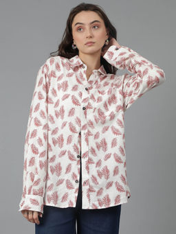 KOTTY - Oversized Cotton Blend Printed Shirt White