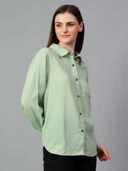 KOTTY - Oversized Cotton Blend Shirt Green