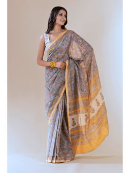 Shilpi Handicrafts - Aheli Frost Gray Chanderi Saree With Unstitched