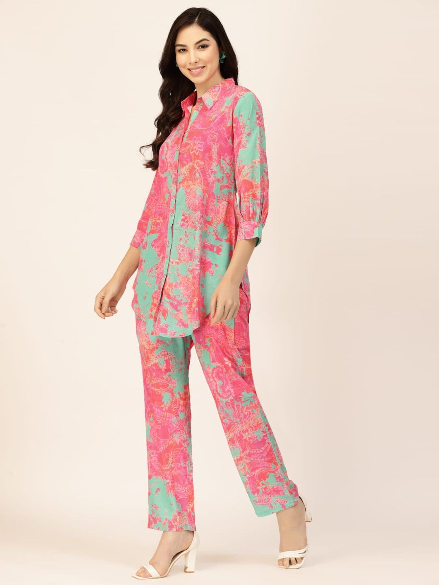 thumbnail image 2 of Buy LATIVE COLOURS OF FASHION Multi Printed CO-ORD Set For Women & Girls (Grey) (in, Alpha, M, Grey) At 2 of 9