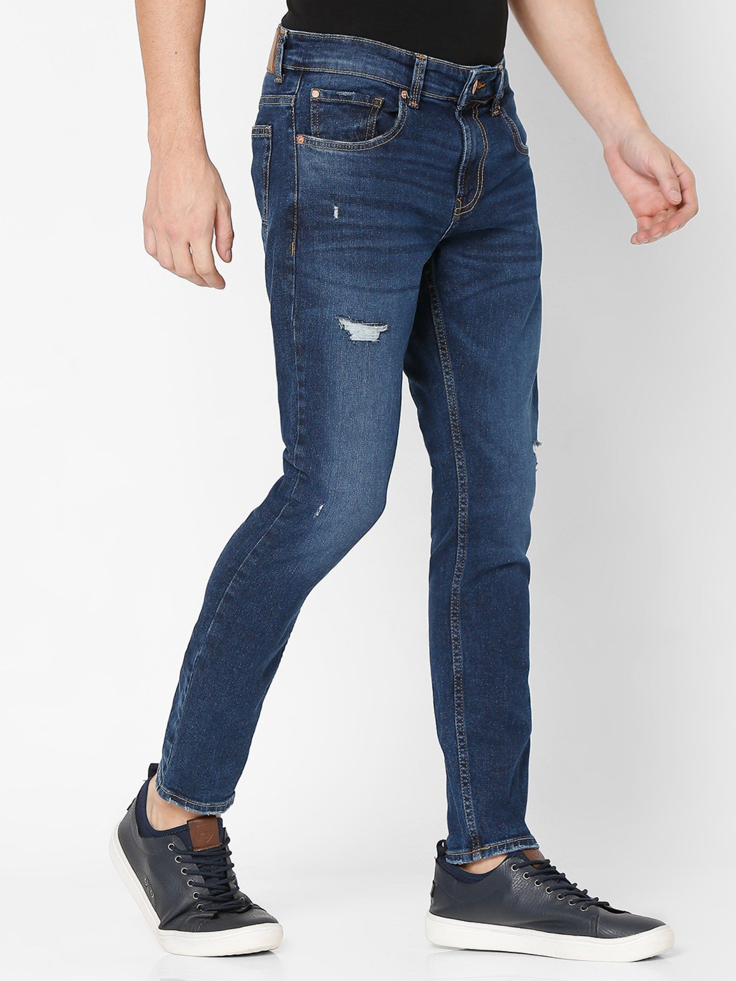 Spykar Navy Blue Slim Fit Jeans For Men 