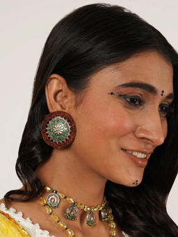 BeAbhika - Vintage Green and Copper Crochet Earrings