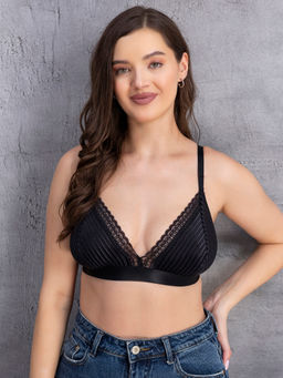 Chelvet - Black Velvet Bralette Non-Padded Non-Wired Bra