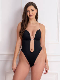Chelvet - Backless Plunge Thong Bodysuit