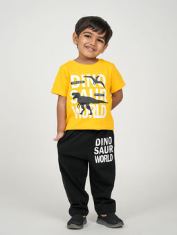 Be Awara - Boys Dinosaur World Half Sleeves T-Shirt with Pant (Set of 2)