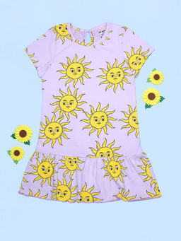Be Awara - Girls Sun Print Fit & Flared Dress
