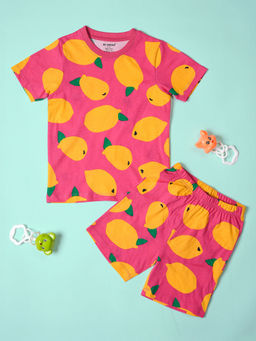 Be Awara - Cotton Half Sleeves Mango Pattern T-Shirt with Shorts (Set of 2)