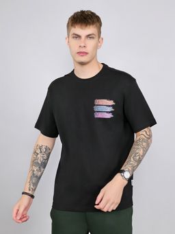 Rock.it - Drop Shoulder Black Half Sleeve Back Print T-Shirt