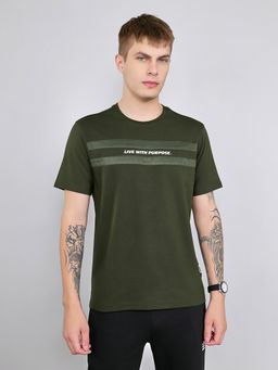 Rock.it - Regular Fit Olive Half Sleeve Solid T-Shirt